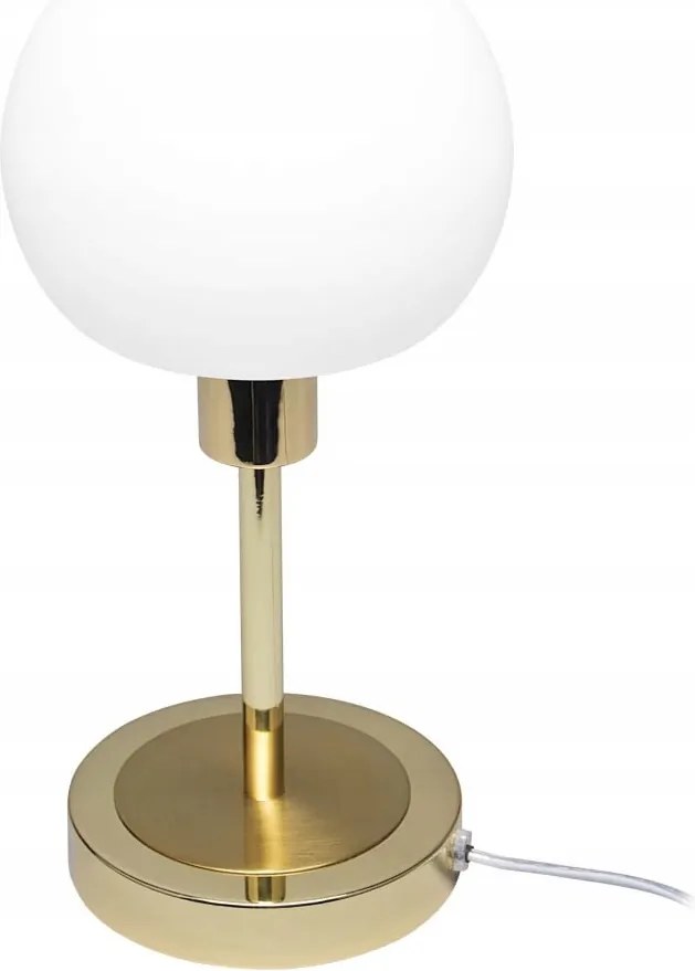 Arany asztali lámpa fehér kerek üveg Led lámpabúrával Cave Italux
