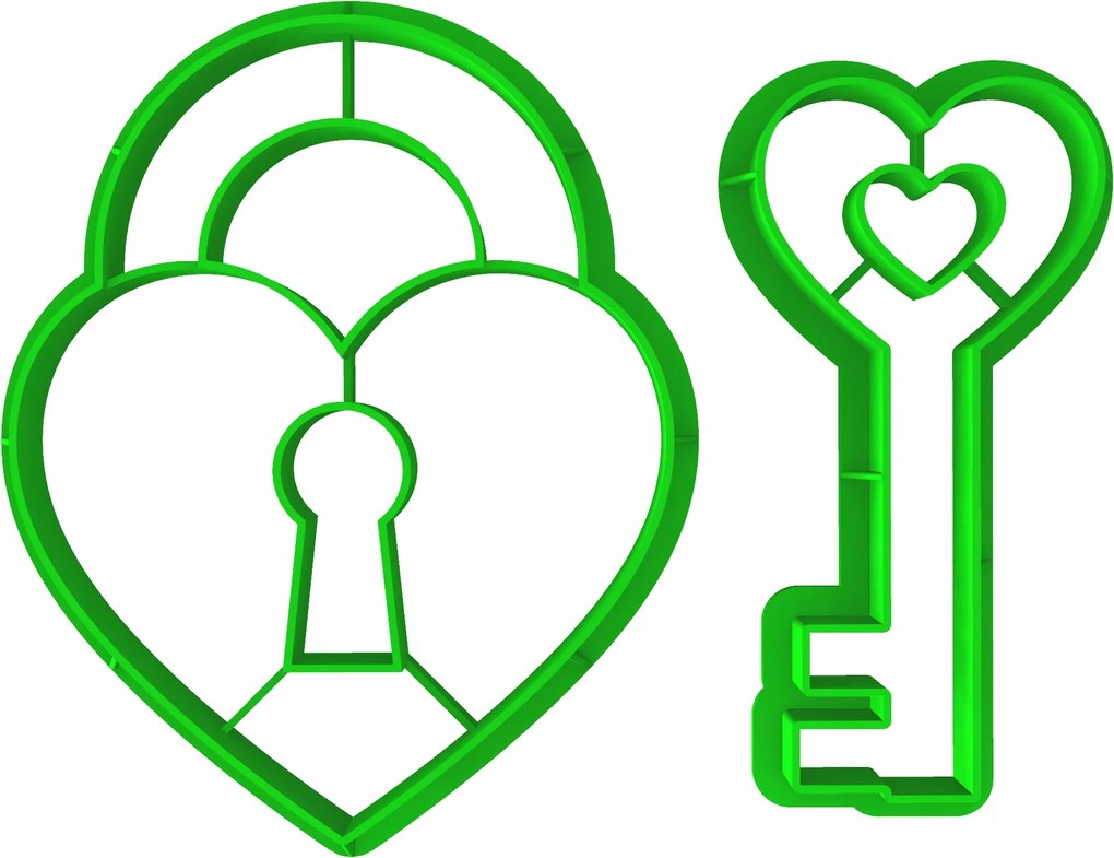 Prémium Mézeskalács lyukasztó Valentin Nap Szív lakat és kulcs 8cm