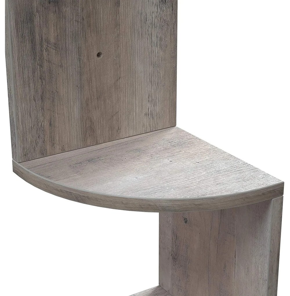 Sarokpolc, 5 szintes függesztett polc, cikk-cakk kivitel, könyvespolc, 20 x 20 x 127,5 cm