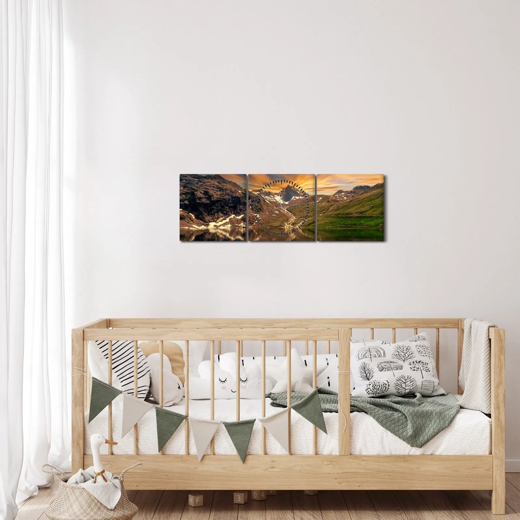 Kép - Visszaverődés a hegyi tóban (órával) (90x30 cm)