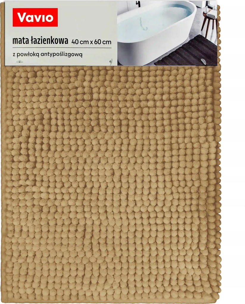 Fürdőszobaszőnyeg csúszásgátló bevonattal 40x60cm, bézs 1300 Gsm