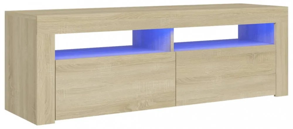 sonoma tölgy színű TV-szekrény LED-lámpákkal 120 x 35 x 40 cm
