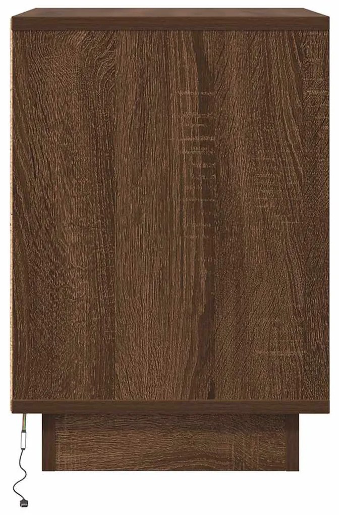 2 db barna tölgyfa éjjeliszekrények LED világítással 38x34x50cm