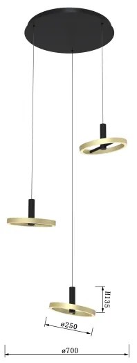 Wofi 5016-304 - LED Dimmelhető csillár zsinóron BREST LED/26W/230V fekete/arany