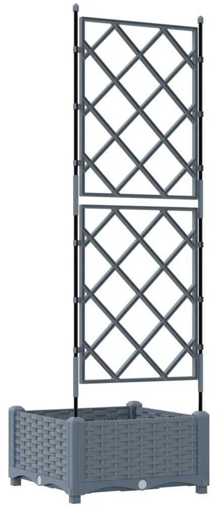 Virágcserép Trellis-szel Világosszürke 40x40x125.5 cm