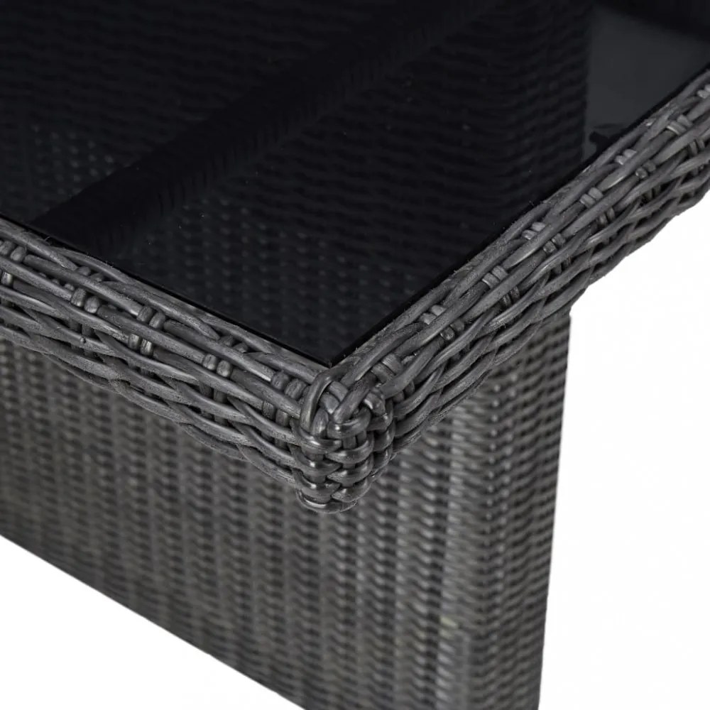 7 részes fekete kültéri polyrattan étkezőgarnitúra