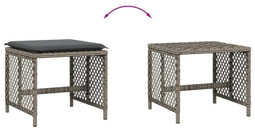 4 db szürke polyrattan kerti szék párnával 41 x 41 x 36 cm