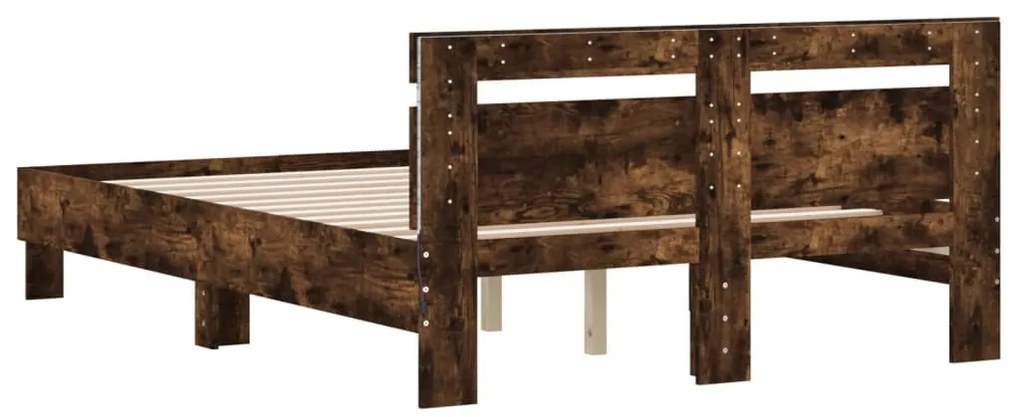 füstös tölgy színű ágykeret fejtámlával és LED-del 135x190 cm