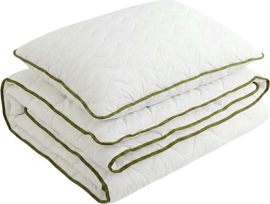 Egész évben használható steppelt paplan 140x200 cm párnával STELLA ALOE VERA 70x90 cm, fehér