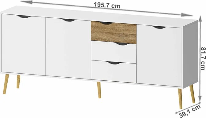 Komód, tölgy sonoma/fehér, OSLO 75454