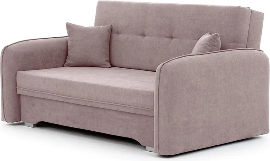 Rózsaszín zsenília kinyitható-tárolóhelyes kanapé 155 cm Laine – ELTAP