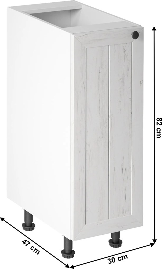 alsószekrény D30, balos, fehér/sosna andersen, PROVANCE