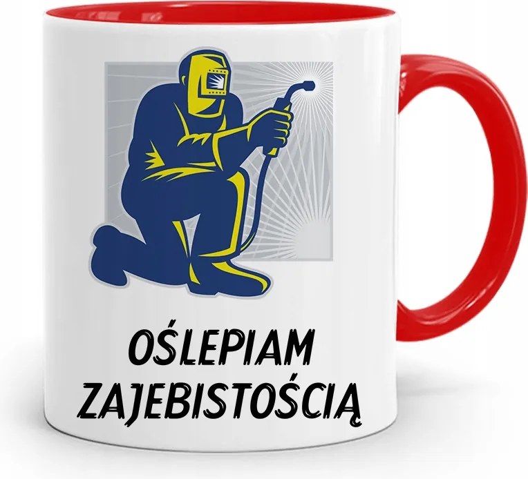 Piros Hegesztő Bögre Vakító Nyomtatott Mintával