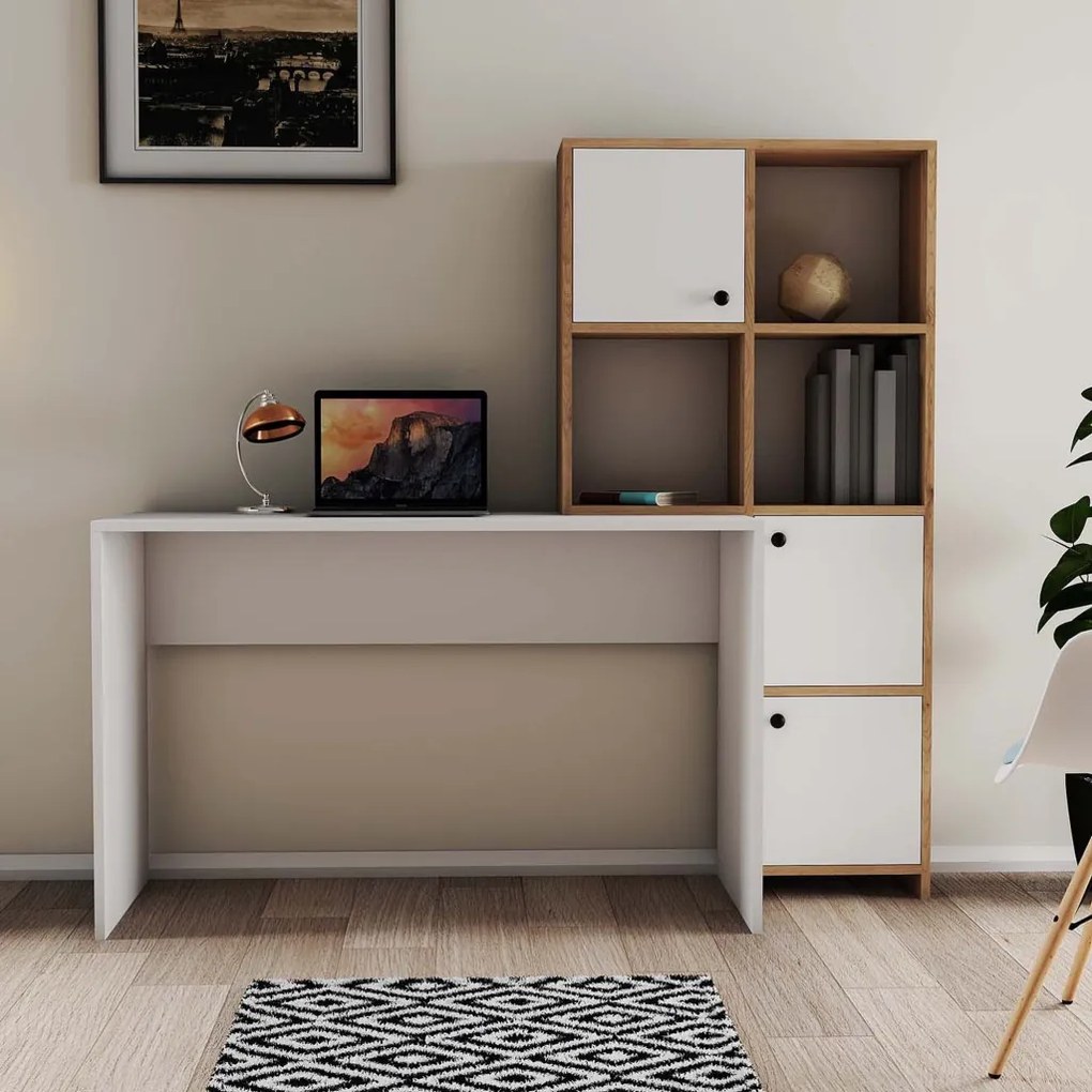 Polcos íróasztal tárolóval 110x78x152cm fehér FUR1238-1