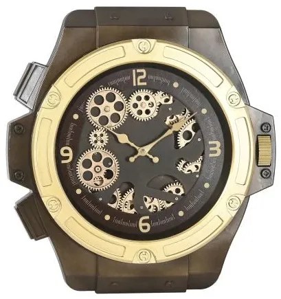 Loft nagyméretű falióra mozgó fogaskerekkel 47x6,4x52 cm arany