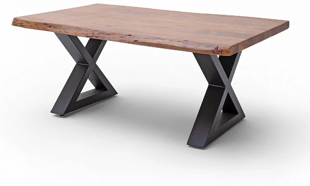 CARTAGENA dohányzó asztal akácfa 110x70cm - X alakú antracit szürke lábbal - Dió