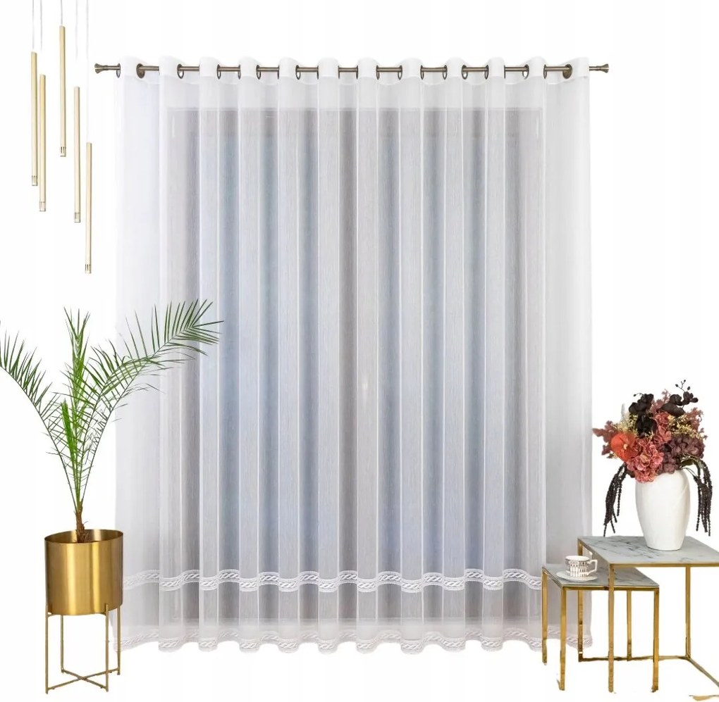 Finom batiszt függöny dekoratív aljjal – 300X155