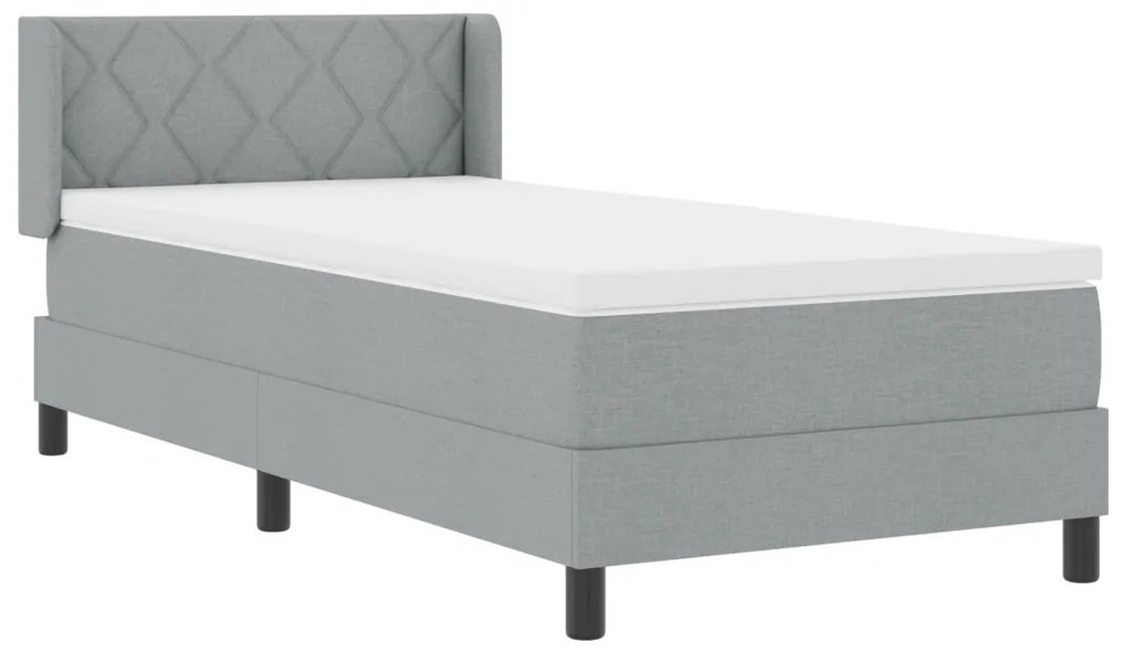 Boxspring Ágy Matraccal, Világosszürke, 100 x 200 cm, Szövet