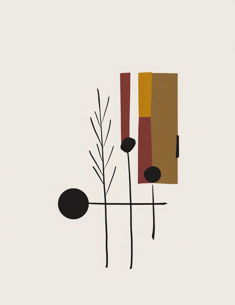 Poszter 50x65cm Fekete Lineáris Ágak