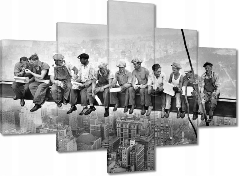 Vászonkép 100x70 Munkások a gerendán Ebéd