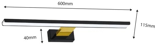 LED Fürdőszobai tükörvilágítás SHINE LED/13,8W/230V 60 cm IP44 fekete/arany