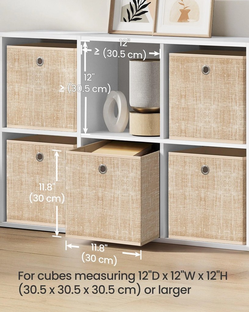 Hordozható tárolódobozok, 6 darabos szett, hajtogatható, homokbézs színben