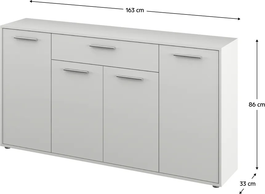 Komód, fehér, LUNIA