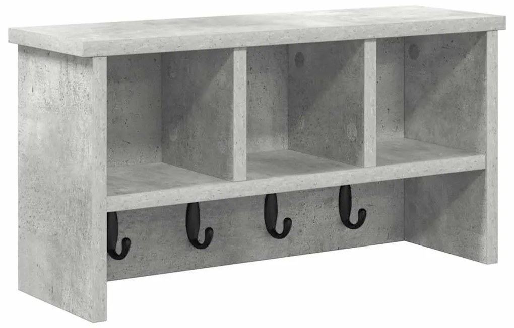 Fali Kabáthorog polcokkal Beton szürke 50 x 16 x 26 cm Faanyag