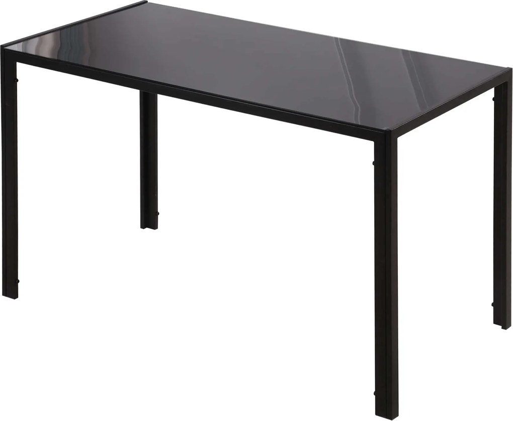 HOMCOM Étkezőasztal 4 fő részére, Konyhaasztal Temperált Üveg Toppa, Nappali Asztal, Fém, Fekete, 120 x 60 x 75 cm | Aosom
