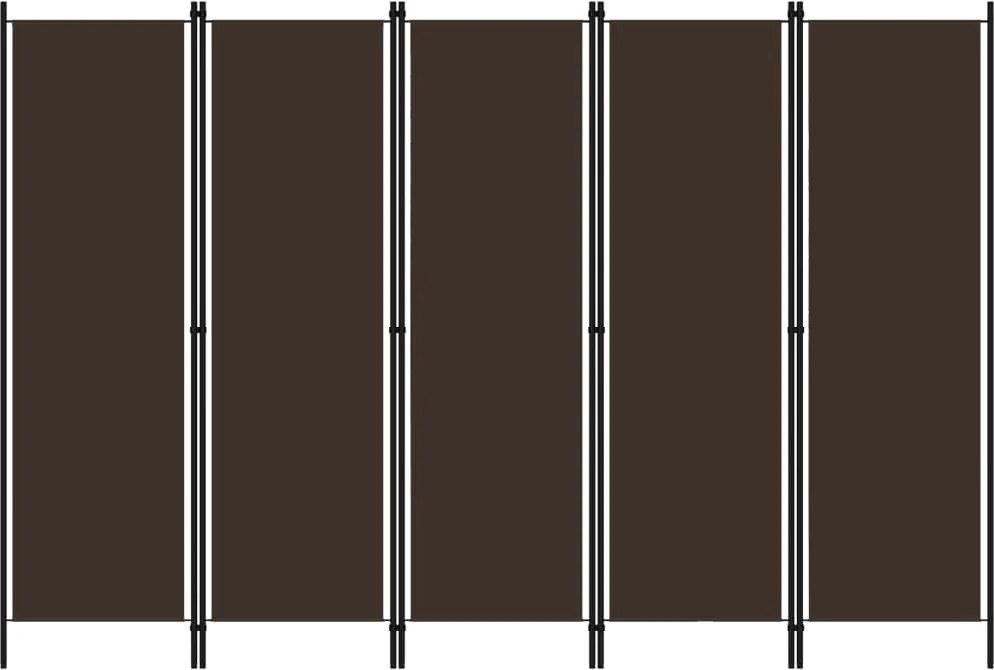 vidaXL barna 5 paneles paraván 250 x 180 cm