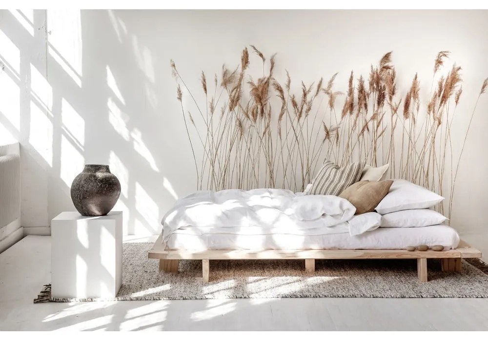 Borovi fenyő franciaágy ágyráccsal 160x200 cm Japan – Karup Design