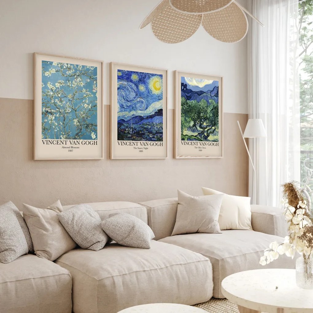 Huhu269 keretezett MDF falikép, 50 x 70 cm, 3 db-os szett