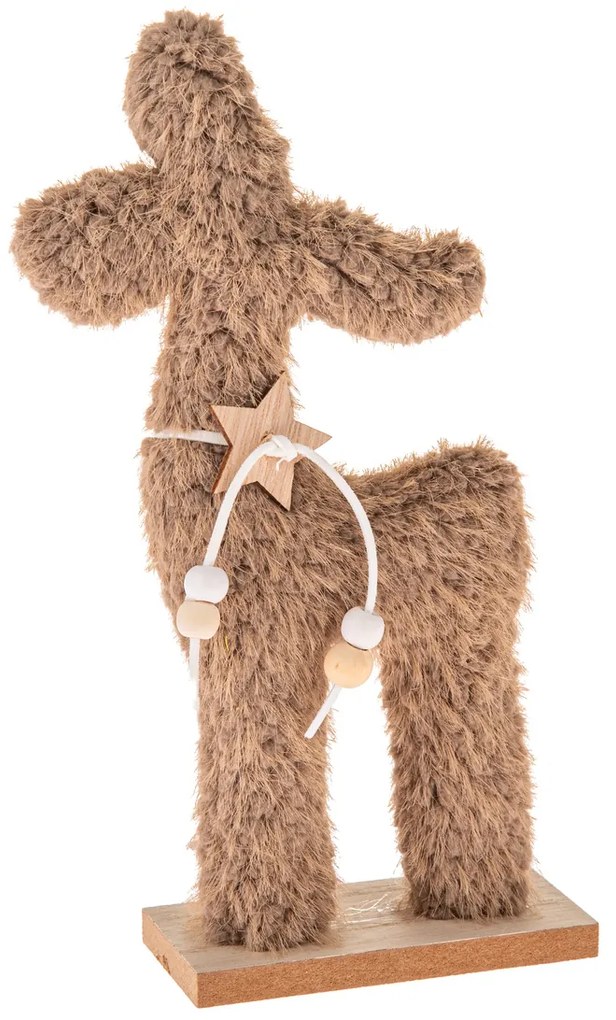Textil rénszarvas karácsonyi dekoráció 23 cm bolyhos polár