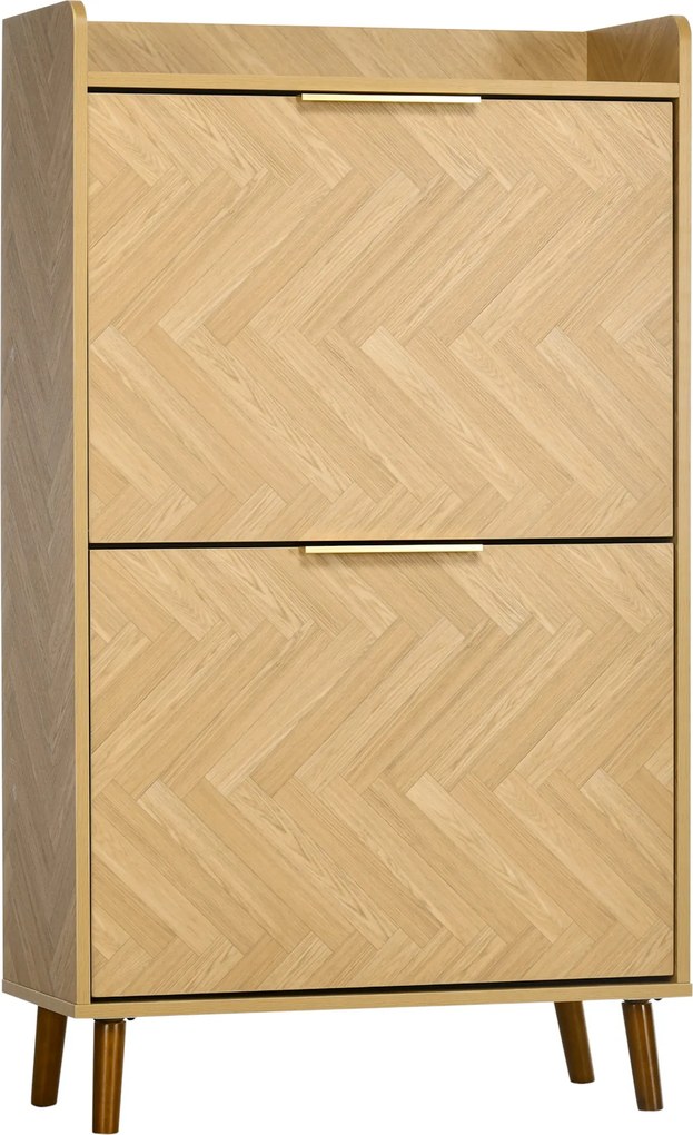 HOMCOM 2-ajtós cipőszekrény, vintage stílusú cipőtároló, kis bejárathoz, nappaliba, hálószobába, 70 x 30 x 120 cm | Aosom