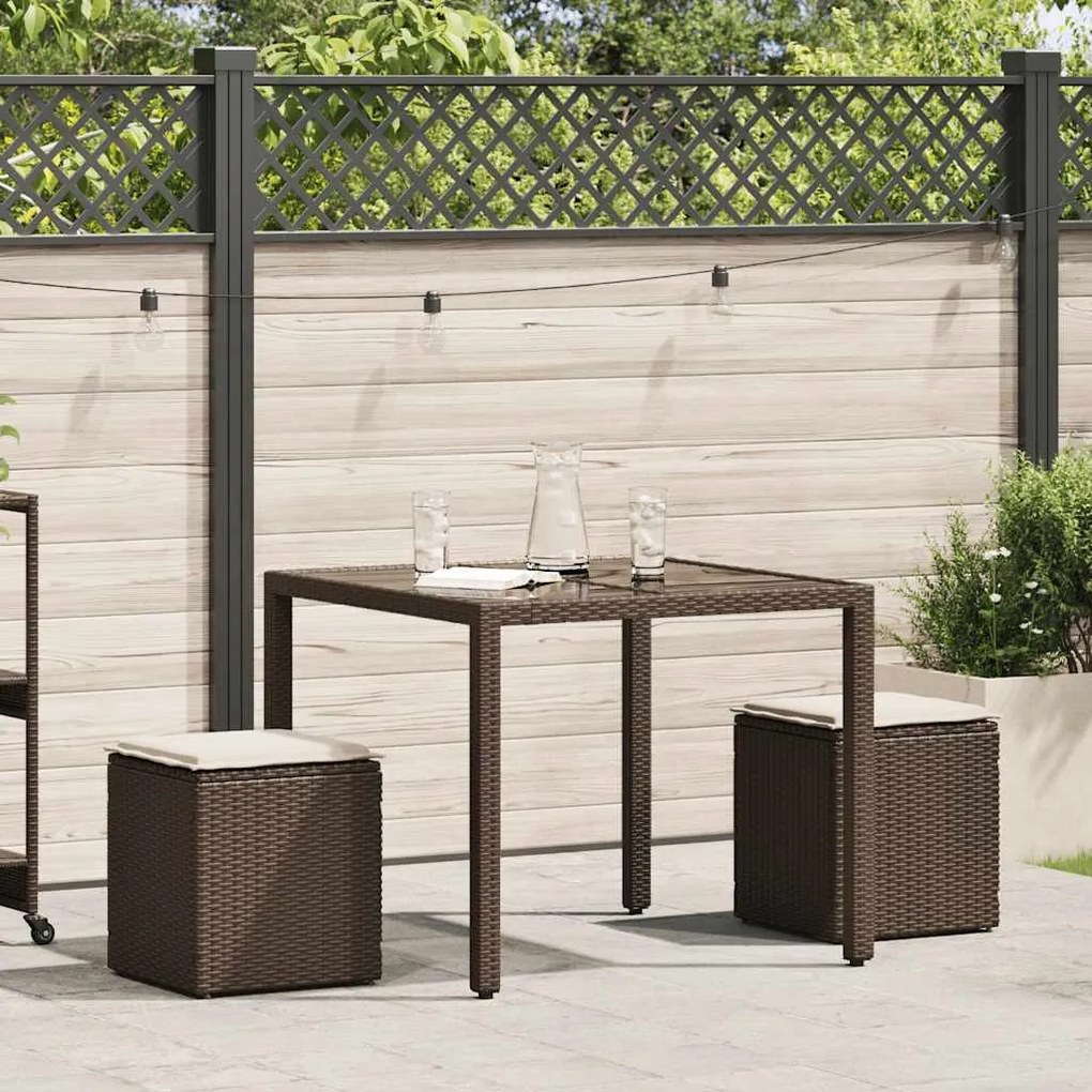 2 db barna polyrattan kerti szék párnával 40x40x43 cm