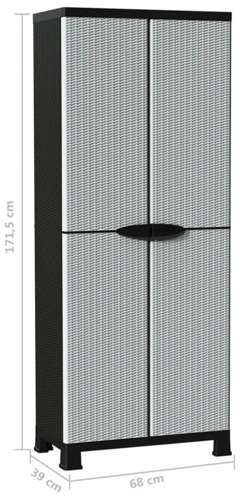 rattanstílusú műanyag szekrény 68 x 39 x 171,5 cm