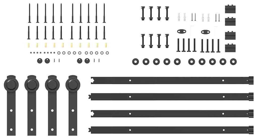 fekete acél tolóajtó fémszerelék készlet 200 cm