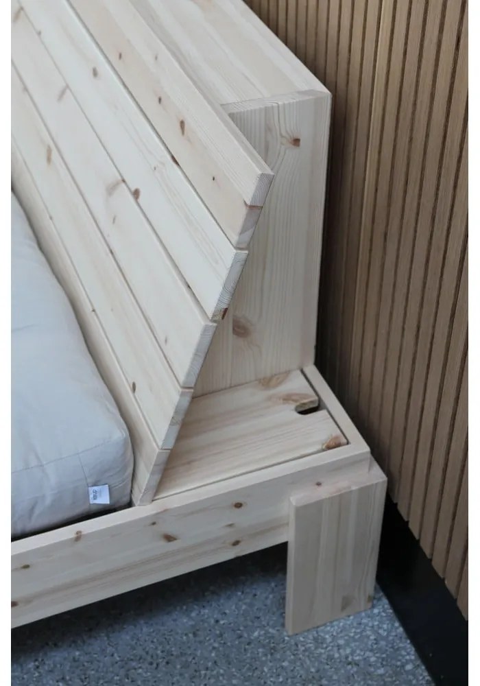 Natúr színű borovi fenyő franciaágy ágyráccsal 140x200 cm Layers – Karup Design