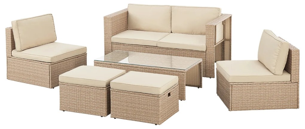 Juskys Salou polyrattan bútor szett - krém