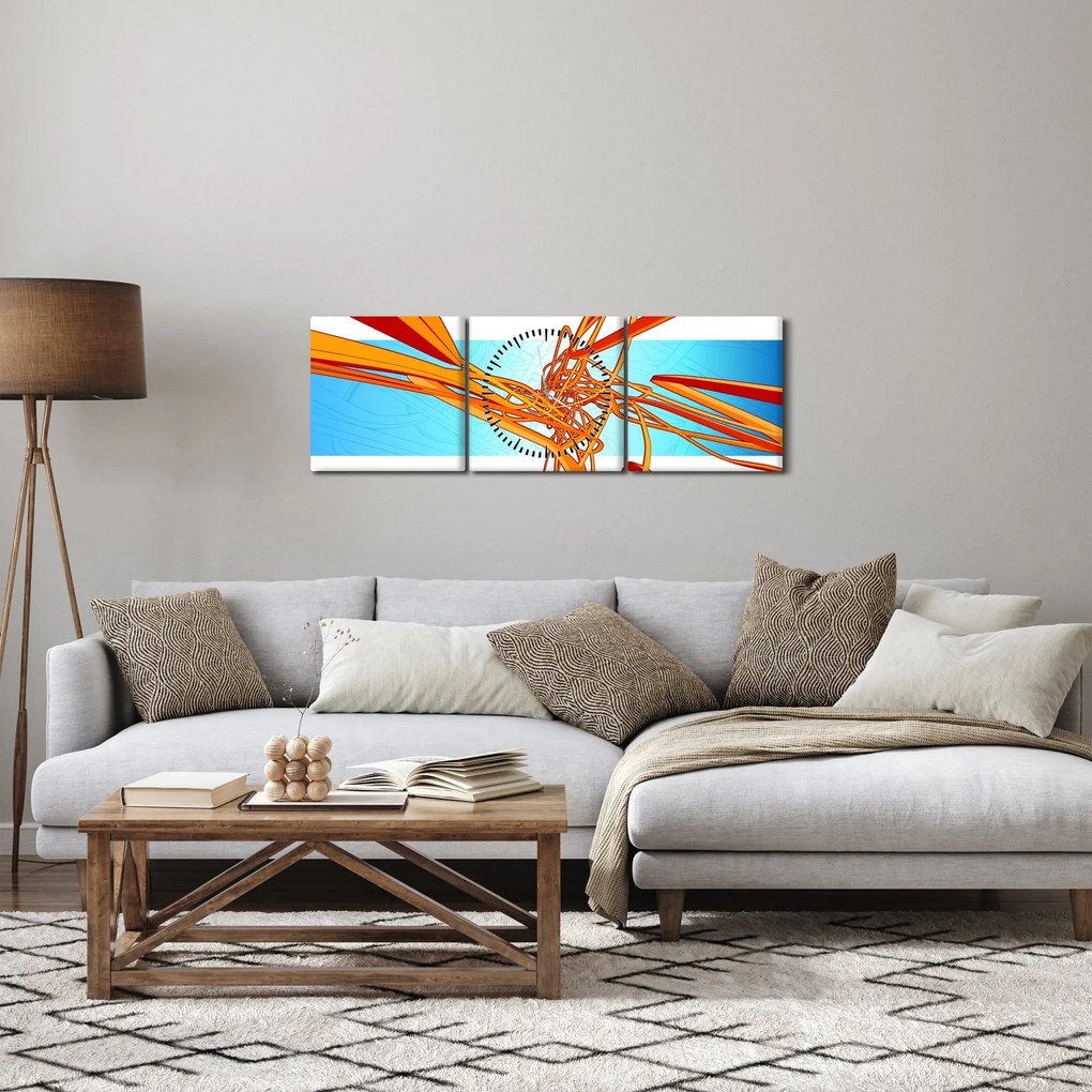 Kép - Összefonódó vonalak, absztrakciók (órával) (90x30 cm)