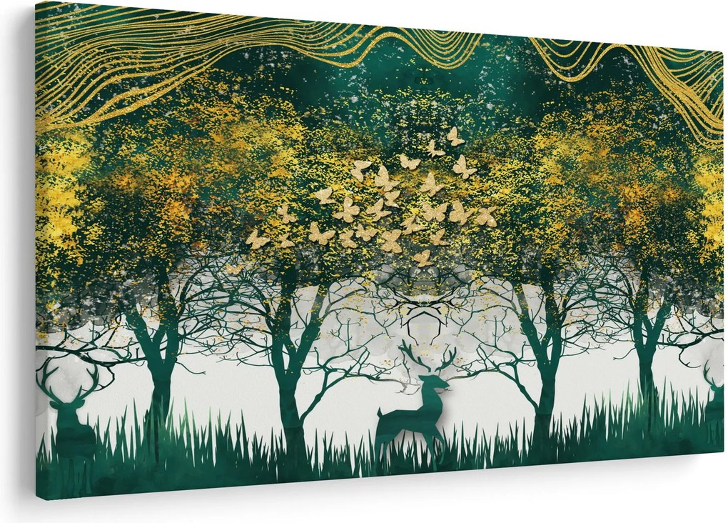Kép - Szarvas a zöld erdőben (90x60 cm)