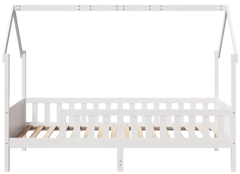 fehér tömör fenyőfa házikó gyerekágykeret 90 x 200 cm