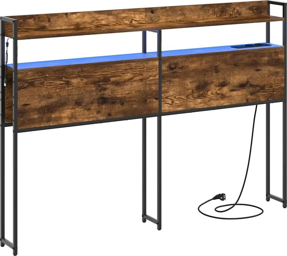 vidaXL Tároló fejtámla polcokkal Füstölt tölgy 135 cm Faanyag