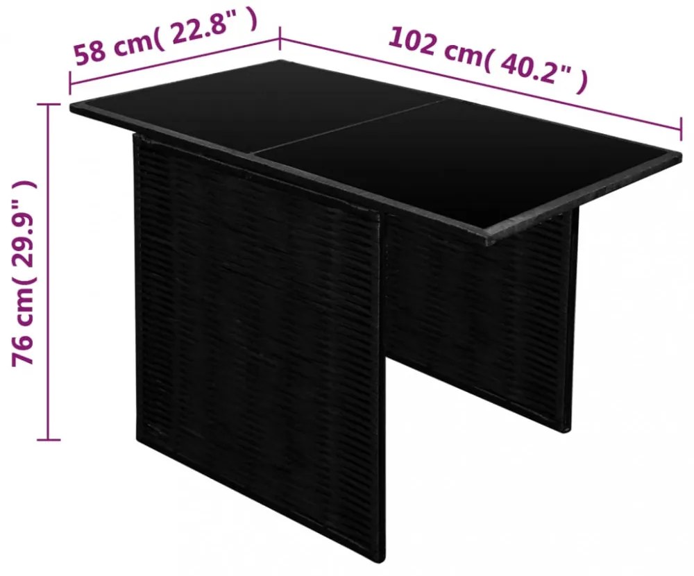 3 darabos fekete polyrattan bisztrószett párnákkal