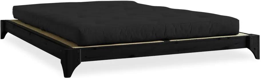 Elan Comfort Mat Black/Black borovi fenyőfa franciaágy matraccal és tatamival, 160 x 200 cm - Karup Design