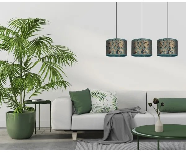 Csillár zsinóron REZO 3xE27/60W/230V arany/türkiz