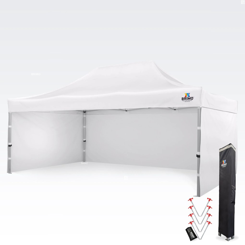 Reklámsátor 4x6 m Prémium (Alu) 3 oldallal – Gyorsan felállítható - plusz 3 oldalfal - Fehér