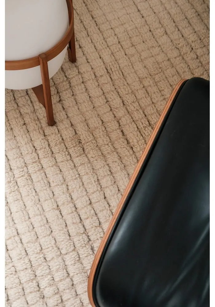 Bézs mosható-kézi szövésű gyapjú futószőnyeg 80x230 cm Unexpected Wool – Lorena Canals