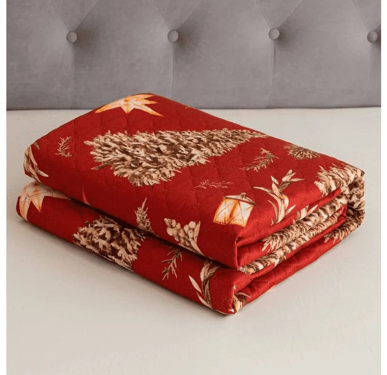 Ágytakaró GOLD CHRISTMAS piros Méret: 170 x 210 cm
