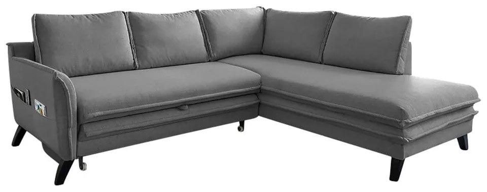 Charming Charlie L sötétszürke kinyitható sarokkanapé, jobb oldali - Miuform